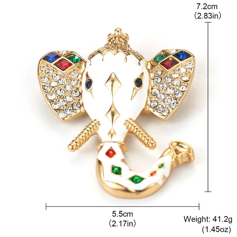 Decorative Elephant Brooch with Crystals and Enamel - Elegant Charme