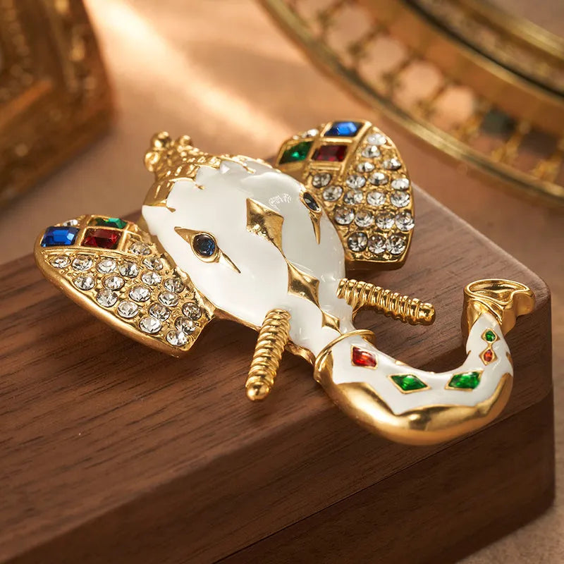 Decorative Elephant Brooch with Crystals and Enamel - Elegant Charme