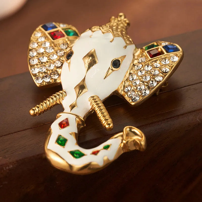 Decorative Elephant Brooch with Crystals and Enamel - Elegant Charme