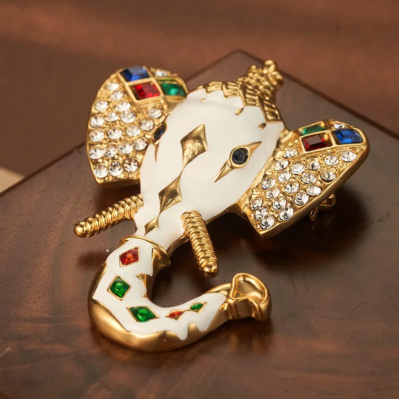 Decorative Elephant Brooch with Crystals and Enamel - Elegant Charme