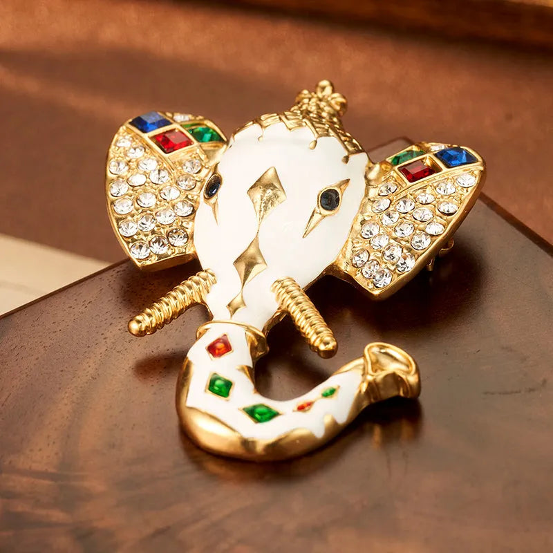 Decorative Elephant Brooch with Crystals and Enamel - Elegant Charme