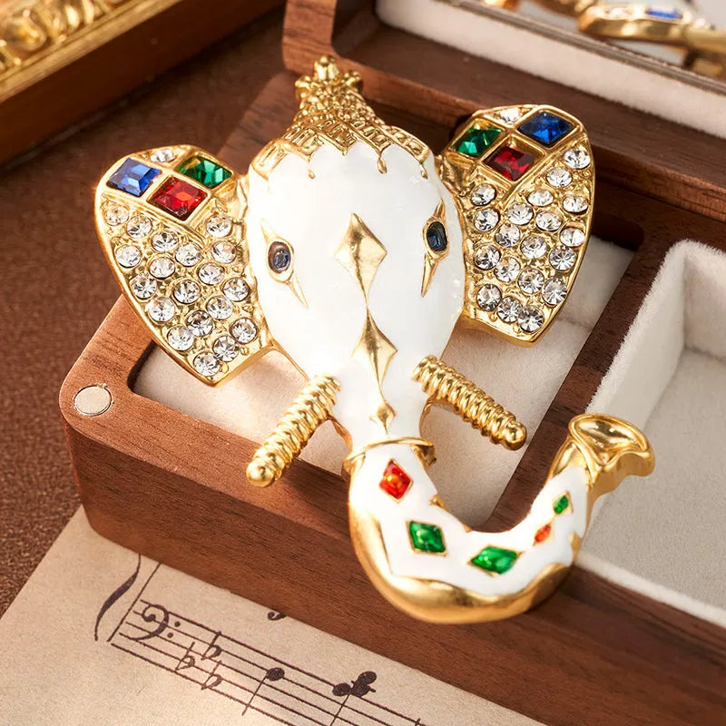 Decorative Elephant Brooch with Crystals and Enamel - Elegant Charme