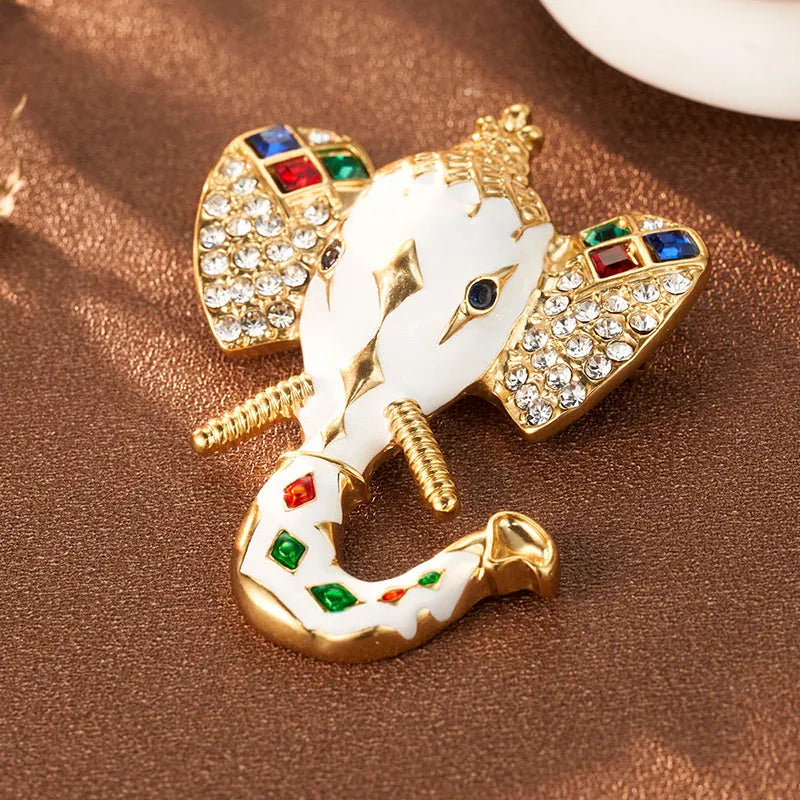 Decorative Elephant Brooch with Crystals and Enamel - Elegant Charme