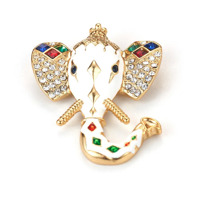 Decorative Elephant Brooch with Crystals and Enamel - Elegant Charme