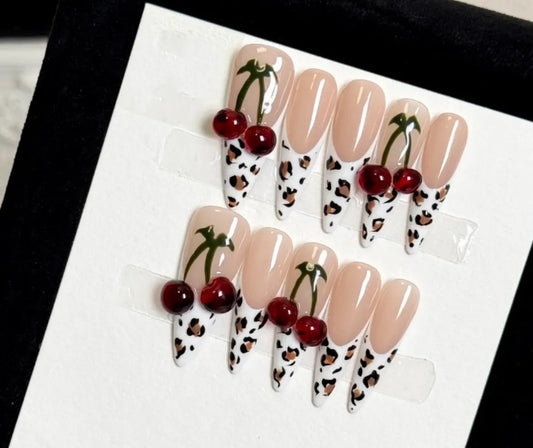 Cherry Leopard Nail - Elegant Charme